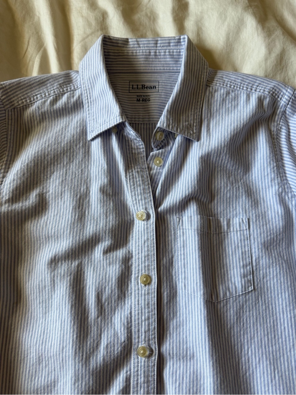 L.L. Bean Blue and White Button Down Shirt Size M - Picture 3 of 6